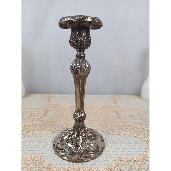 Godinger Silver Plated Candlestick Holder Candelabra Grape And Leaves Motif - Picture 2 of 9